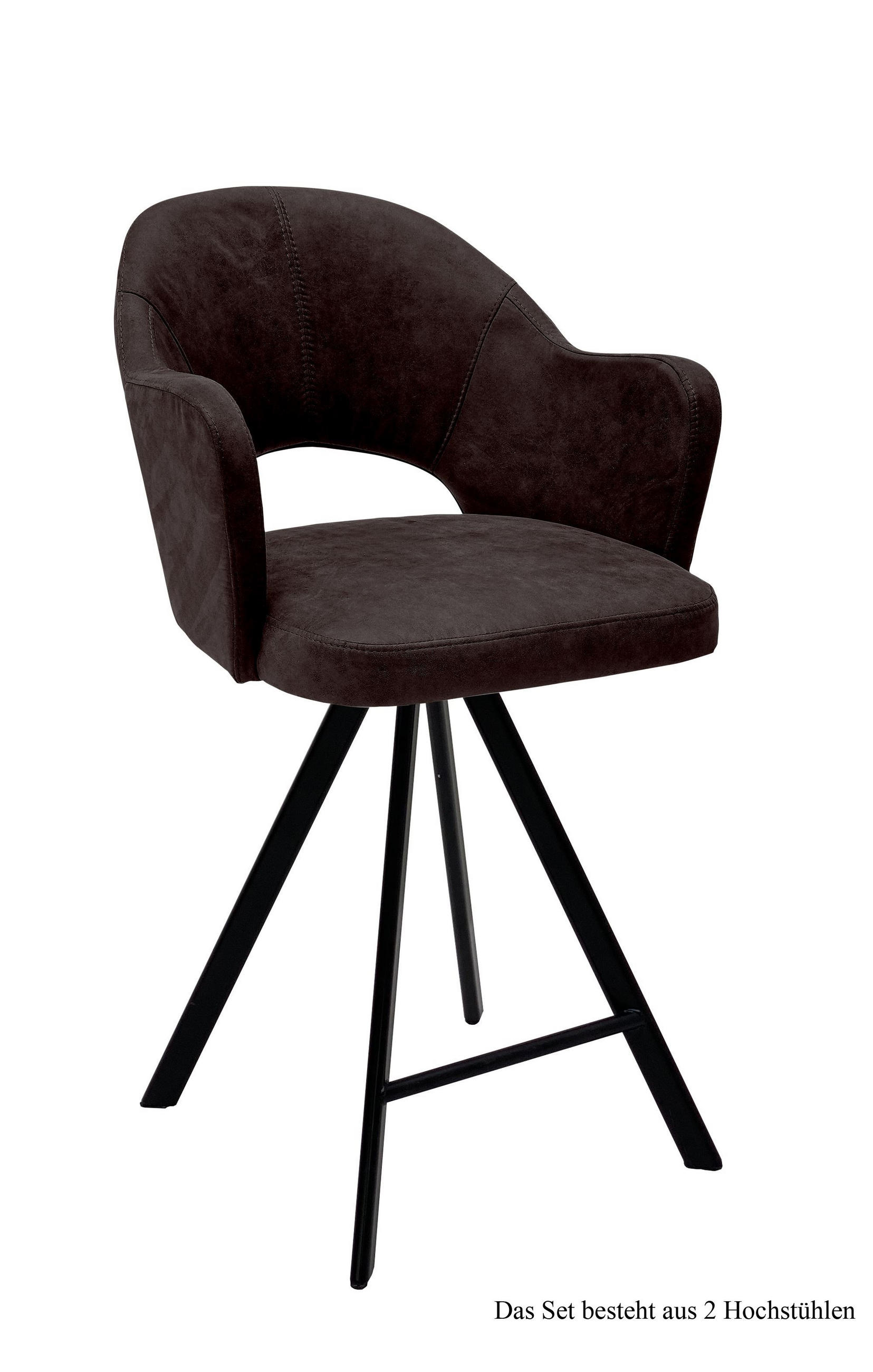 THEKENSTUHL (2er-Set) Delinda 59x104x61 Schwarz/Espresso - Dunkelbraun/Schwarz, Kunststoff (61/104/59cm) - 58aufmkessel