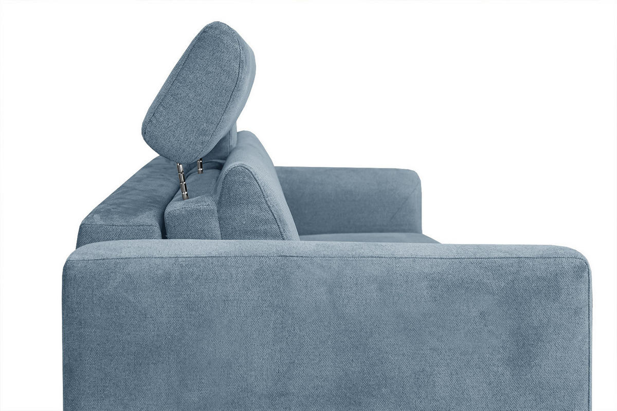 SOFA MEZO 3-Sitzer mit Schlaffunktion, blau - Blau/Schwarz, Holz/Textil (232/90/107cm) - Courtois Laville