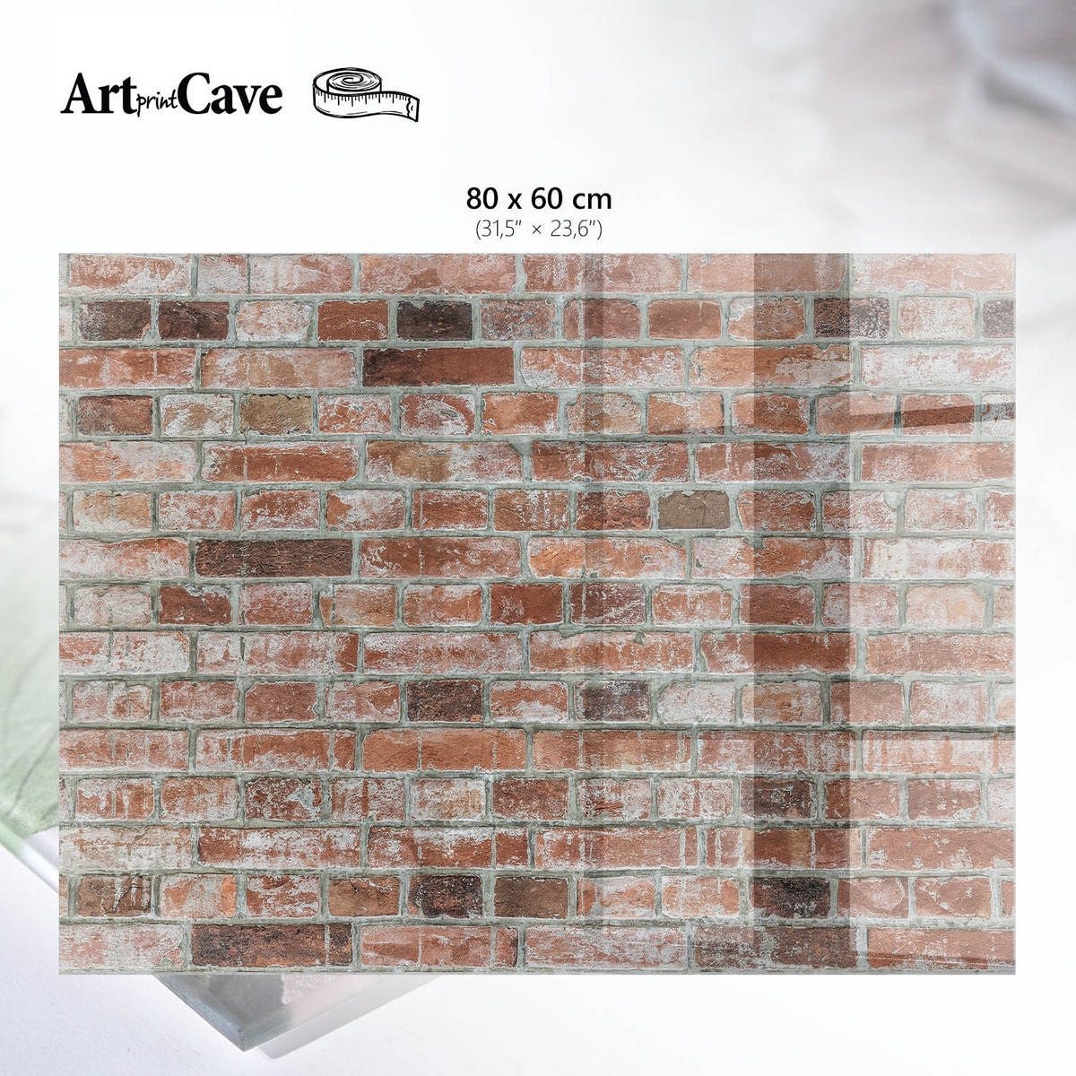 GLASPLATTE 80x60 cm – Ziegelmauer - Beige, Glas (0.4/80/60cm) - ArtPrintCave