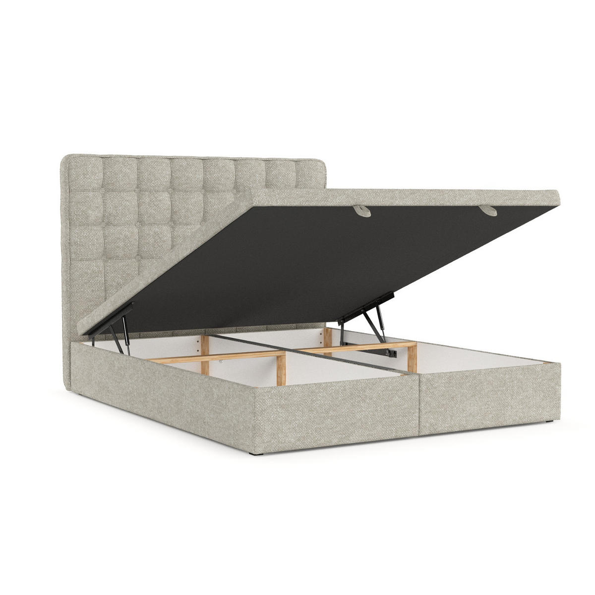 POLSTERBETT Celestia mit Stauraum 200/200 cm Beige im Alta Stoff - Beige/Schwarz, Holz/Holzwerkstoff (200/200cm) - AltaBeds