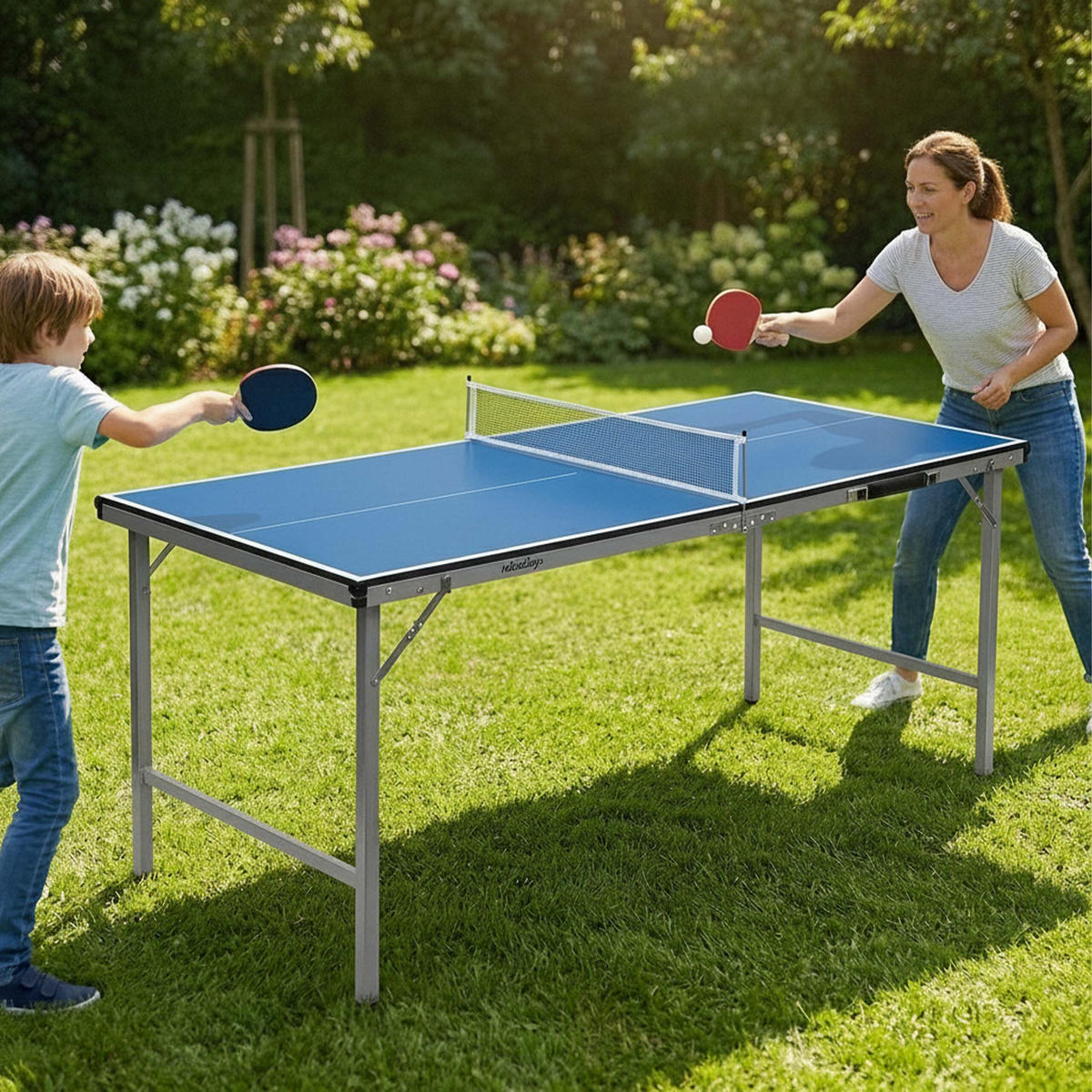 TISCHTENNISPLATTE Mehrfarbig klappbar 7-tlg. 150x67 cm - Multicolor, Holzwerkstoff/Metall (67/150cm) - Relaxdays