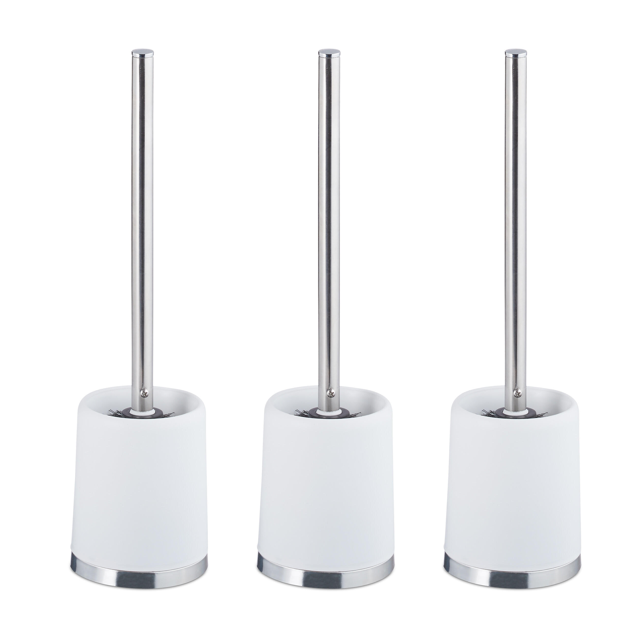 3XKLOBÜRSTE - Weiß, Kunststoff (10/39/10cm) - Relaxdays