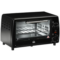 MINIBACKOFEN 10L 750W Elektrobackofen mit Timer, Temperatur bis 230°C, inkl. Backblech & Grillrost, Schwarz - Schwarz, Metall (36.5/22/26cm) - Beaface