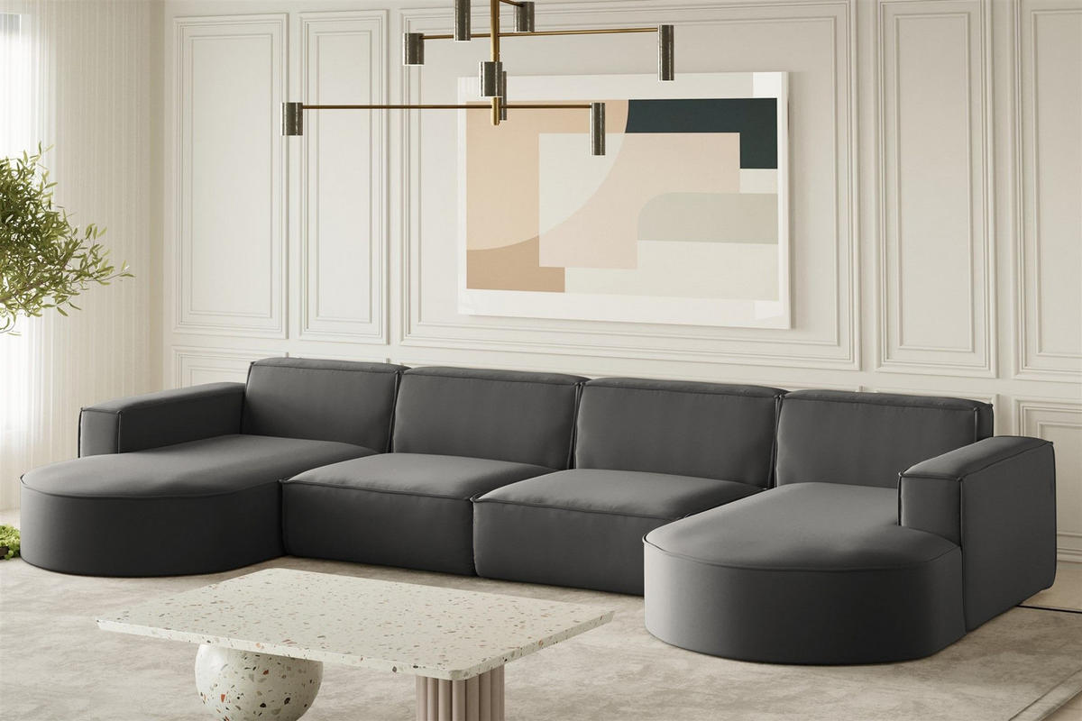 WOHNLANDSCHAFT Palma Xl In Opera - Anthrazit, Holzwerkstoff/Textil (382/78/165cm) - Fun Möbel