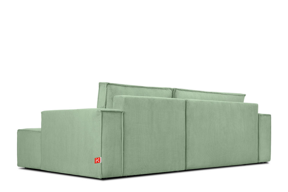 ECKSCHLAFSOFA-RECHTS NAPI in Pet Friendly Cord-Stoff, mintfarben - Schwarz/Mintgrün, Textil (262/148cm) - KONSIMO®