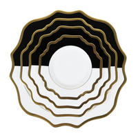 TELLERSET Schwarz Weiß Gold Bone China 4tlg Ø33 Ø27 Ø22 Ø16 cm - Weiß, Keramik (33/33/3cm) - Quality Elegance