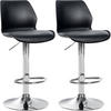 BARHOCKER 2er Set Kunststoff schwarz - Chromfarben/Schwarz, Kunststoff/Textil (39/82/42cm) - CLP