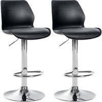 BARHOCKER 2er Set Kunststoff schwarz - Chromfarben/Schwarz, Kunststoff/Textil (39/82/42cm) - CLP