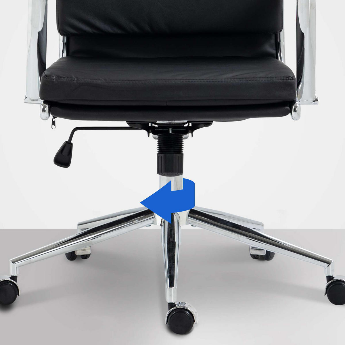 BÜROSTUHL Cyron Kunstleder schwarz - Chromfarben/Schwarz, Metall (61/115/65cm) - TPFLiving