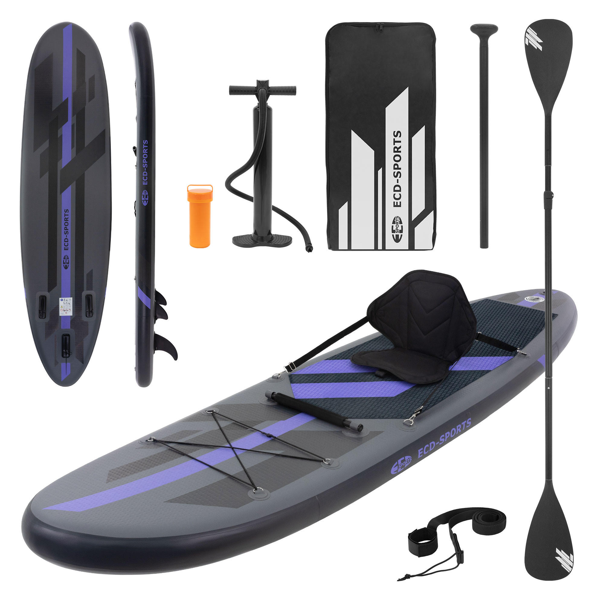 STAND UP PADDLE BOARD Kajak Schwarz - Schwarz, Kunststoff (320/82/15cm) - ECD-Germany