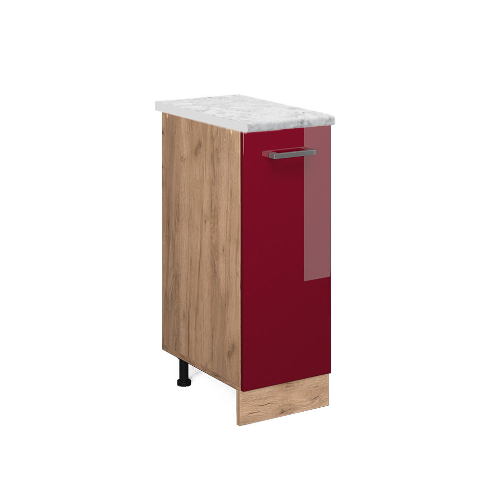 APOTHEKERSCHRANK R-Line Bordeaux Hochglanz 30 cm AP Marmor - Bordeaux/Eiche Wotan, Holzwerkstoff (30/81.6/60cm) - Vicco