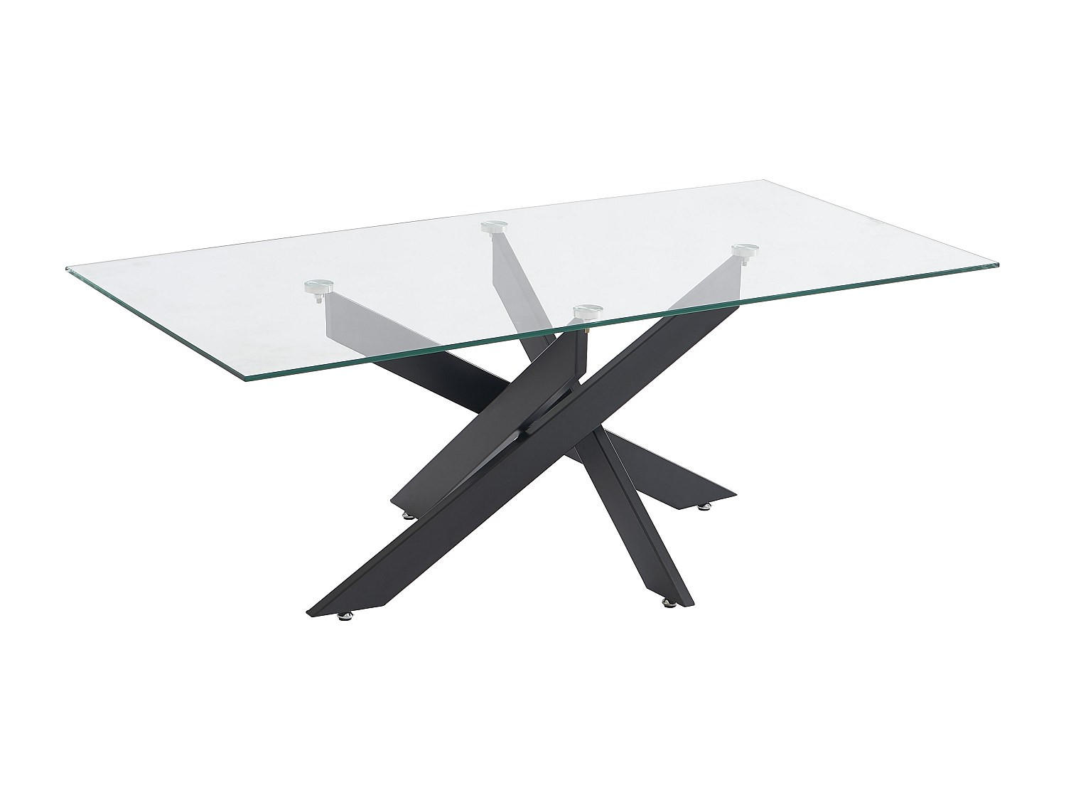 COUCHTISCH - Sicherheitsglas & schwarzes Metall - Transparent - COSIMA - Schwarz, Glas (60/120/44.5cm) - Vente-Unique