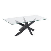 COUCHTISCH - Sicherheitsglas & schwarzes Metall - Transparent - COSIMA - Schwarz, Glas (60/120/44.5cm) - Vente-Unique