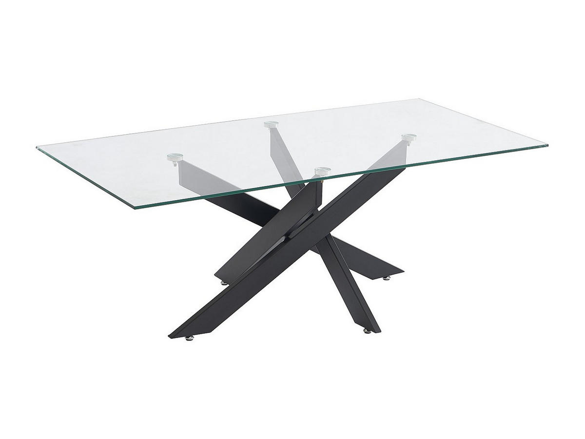 COUCHTISCH - Sicherheitsglas & schwarzes Metall - Transparent - COSIMA - Schwarz, Glas (60/120/44.5cm) - Vente-Unique