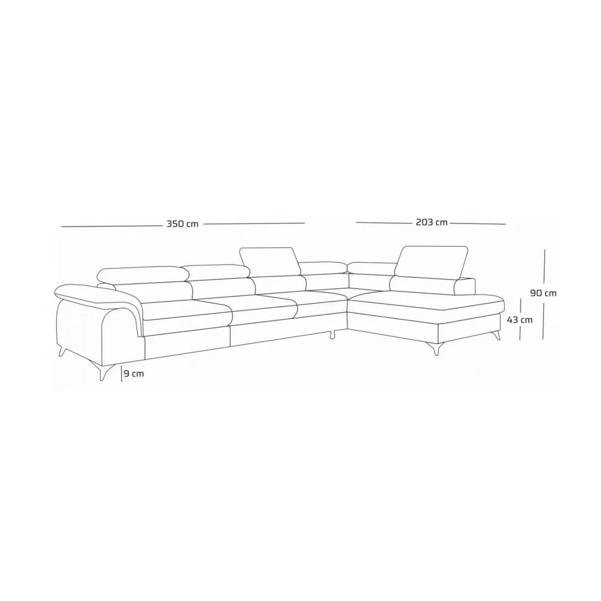 ECKSOFA PLAZA MAXI Rechts mit Schlaffunktion 127x195 Velours Dunkelgrau - Dunkelgrau/Schwarz, Holz/Textil (203/350cm) - Muffo