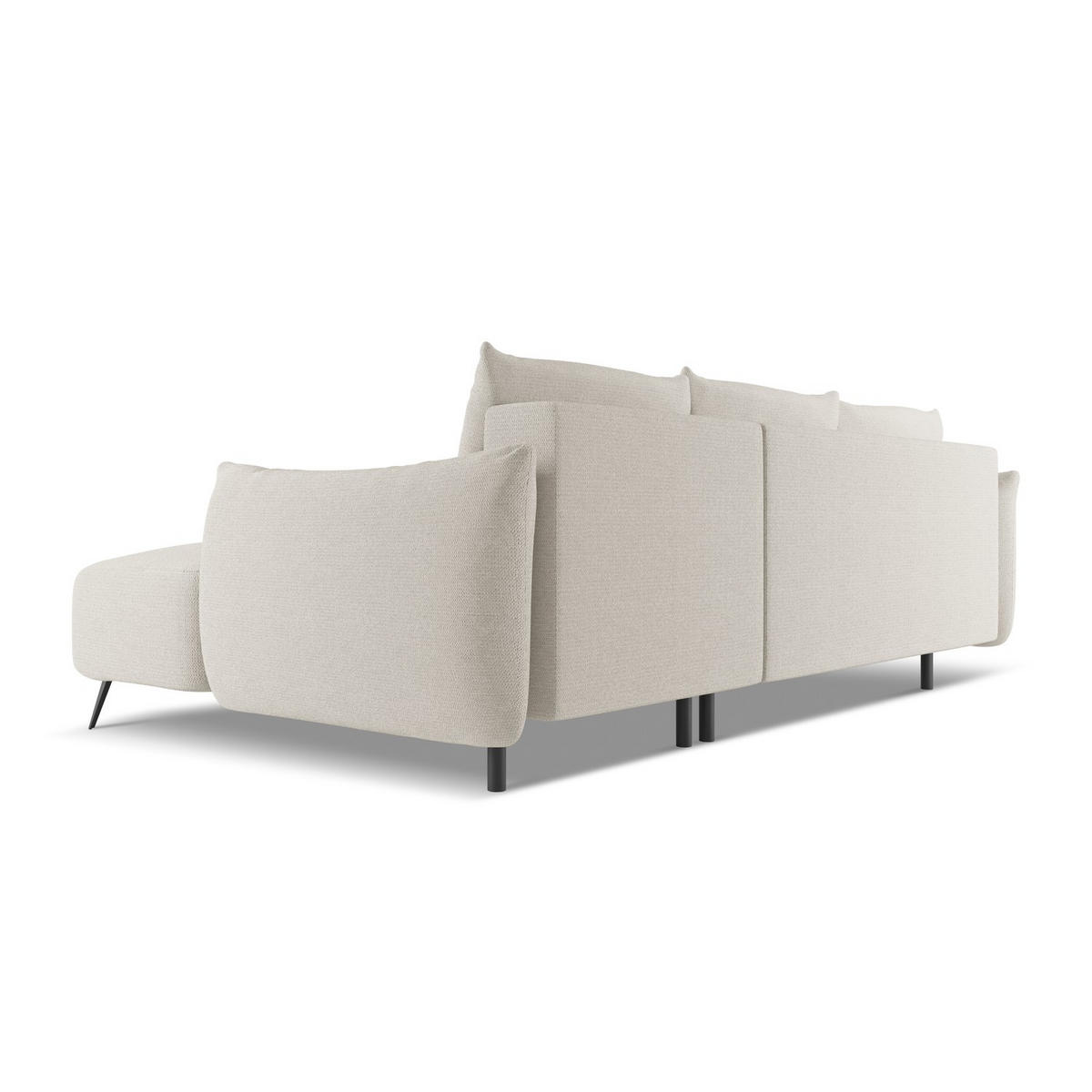 ECKSOFA mit Schlaffunktion Chenille Stoff Grau - Silberfarben/Schwarz, Textil/Metall (242/162cm) - LaMiaSofa