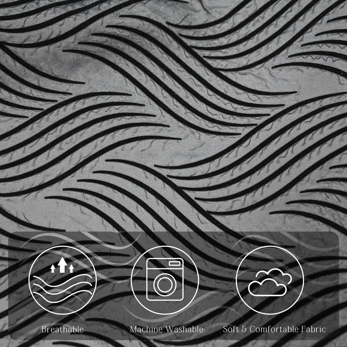 KEILKISSEN für Bett beflockter Crinkle-Stoff 100cm - Schwarz, Textil (21/100cm) - Vercart