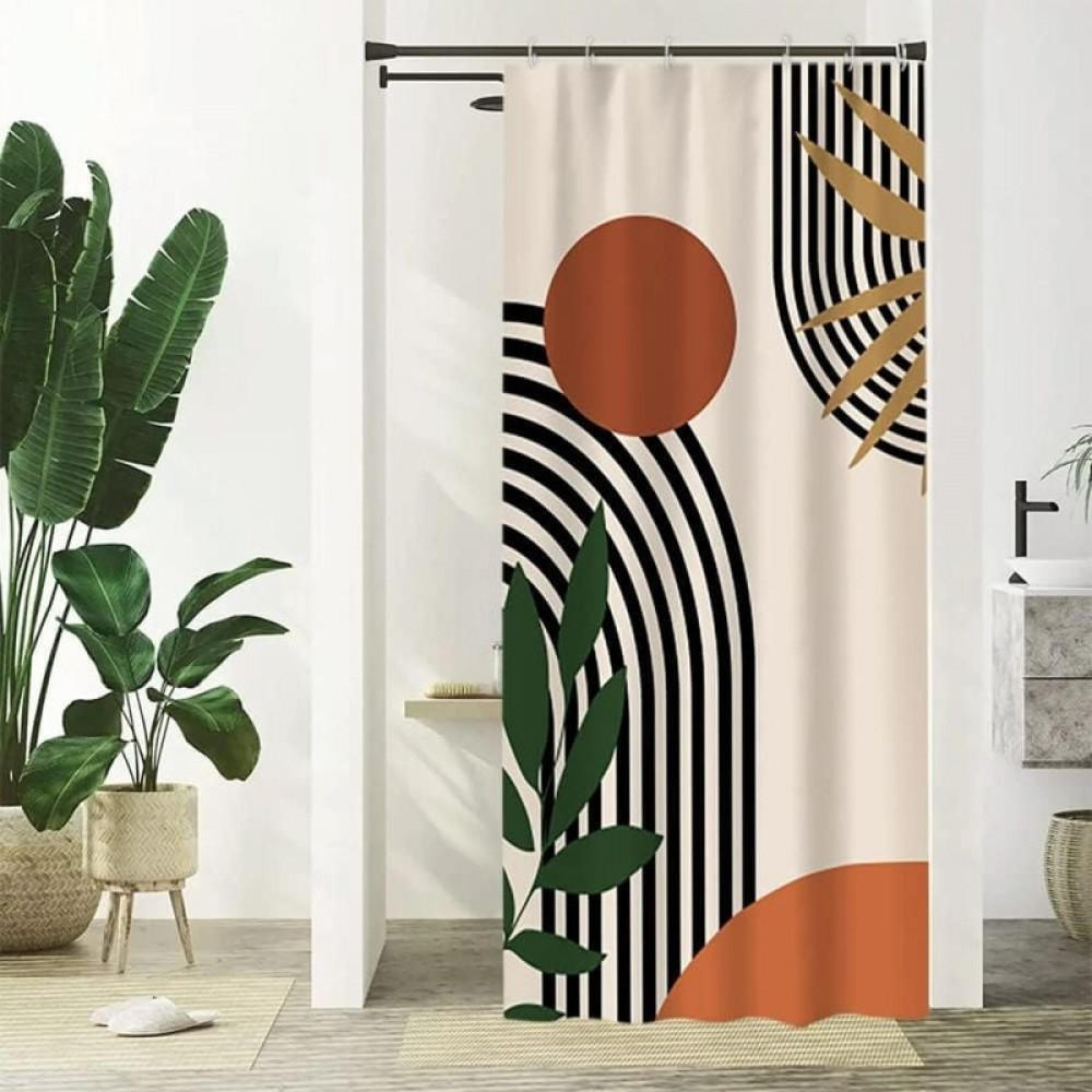 DUSCHVORHANG Terrakotta geometrisch Polyester modern schlicht schimmelresistent wasserdicht waschbar - Orange, Textil (180/120cm) - MCBOSON