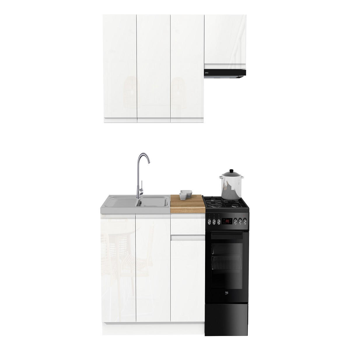 KÜCHENZEILE 170 cm mit Arbeitsplatte - SIMPLY Z12 - in Weiß Hochglanz / Weiß - Weiß Hochglanz, Holz/Holzwerkstoff (170/212/53cm)