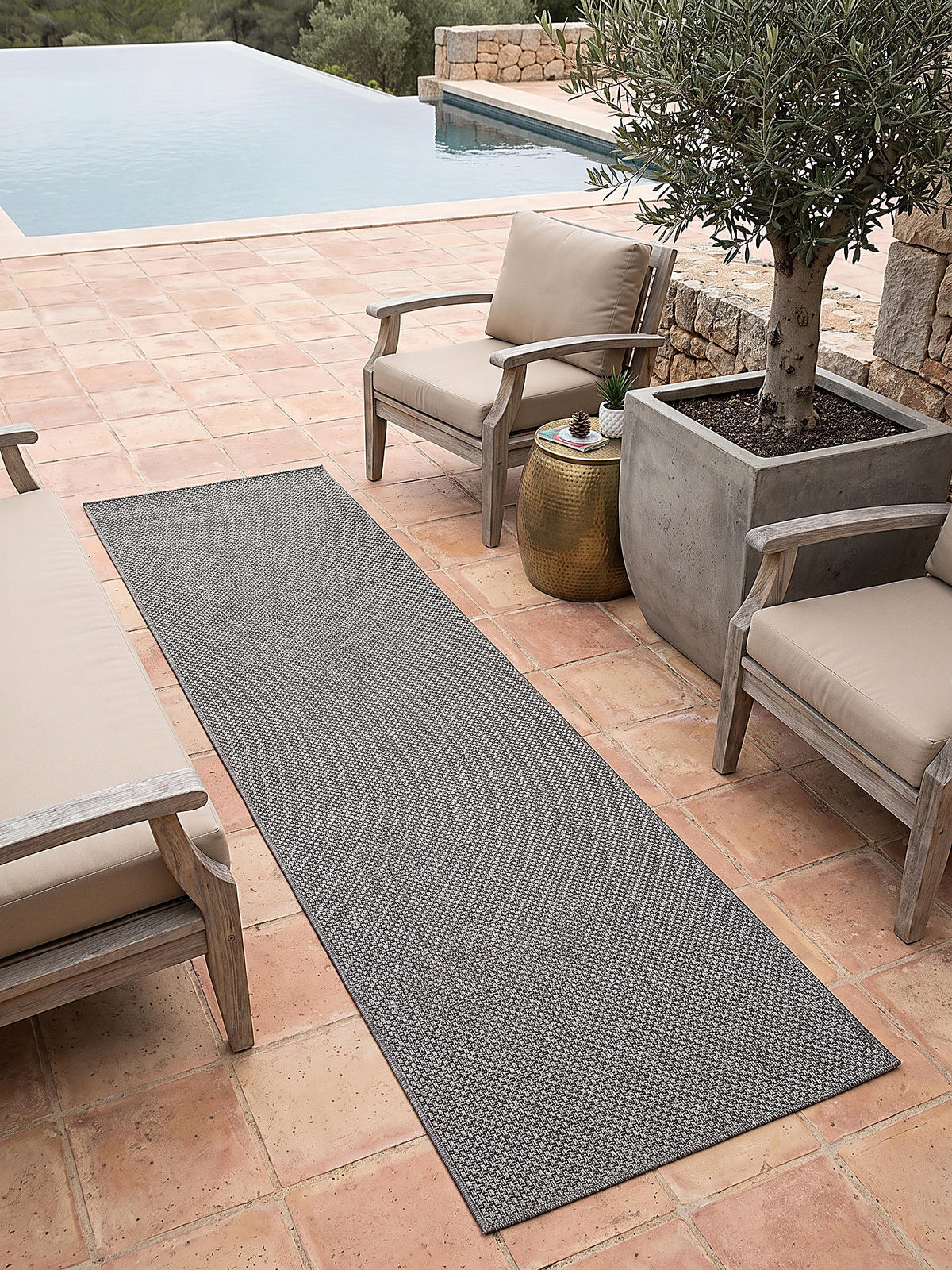 TEPPICHLÄUFER Uni BORNO Polypropylen Anthrazit 80 x 150 cm - Anthrazit, Textil (80/150cm) - KADIMA DESIGN