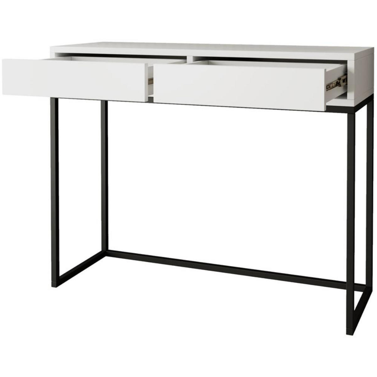 KONSOLENTISCH Lango 100/85/35 weiß mit schwarzen Matellbeinen - Schwarz/Weiß, Holzwerkstoff/Metall (35/100/85cm) - Beautysofa
