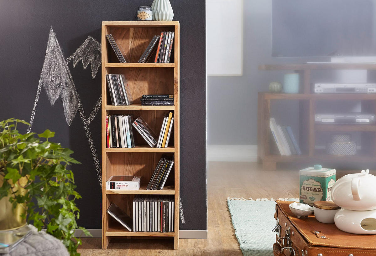 CD-REGAL Massivholz Pflegeleicht 90cm, Beige 30x17x90 cm - Beige, Holz (30/90/17cm) - KADIMA DESIGN