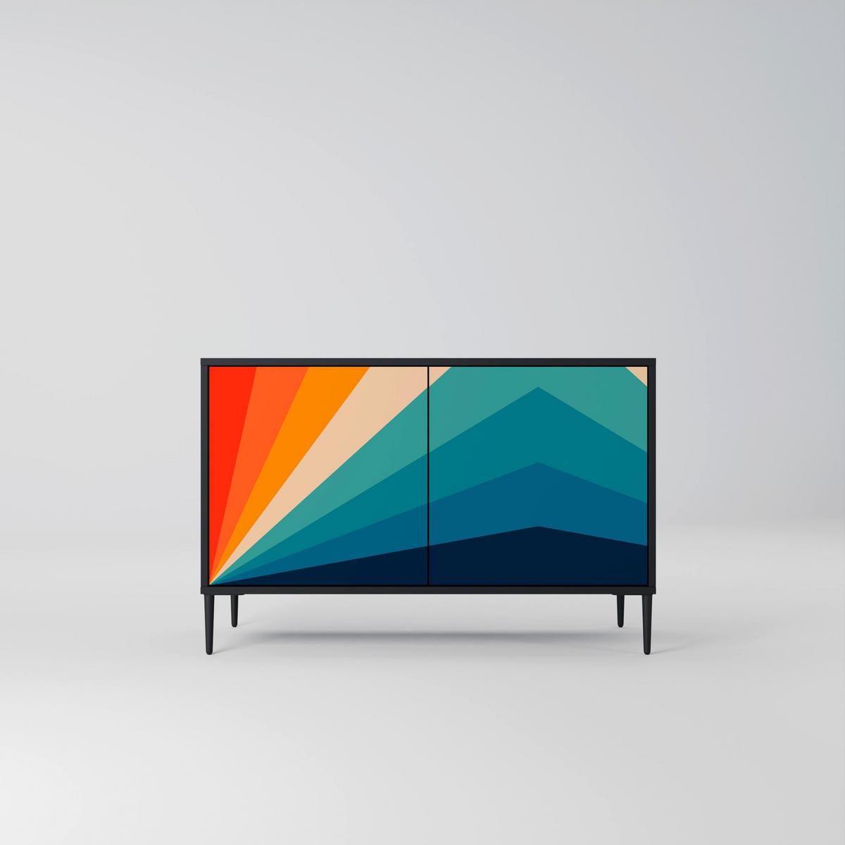 SIDEBOARD PRISM CONCUSSION, Eicheneffekt, 111x42x77,5 cm, 2 Türen - Eichefarben/Buchefarben, Holzwerkstoff/Buchenholz (111/77.5/42cm) - SpaceRebels