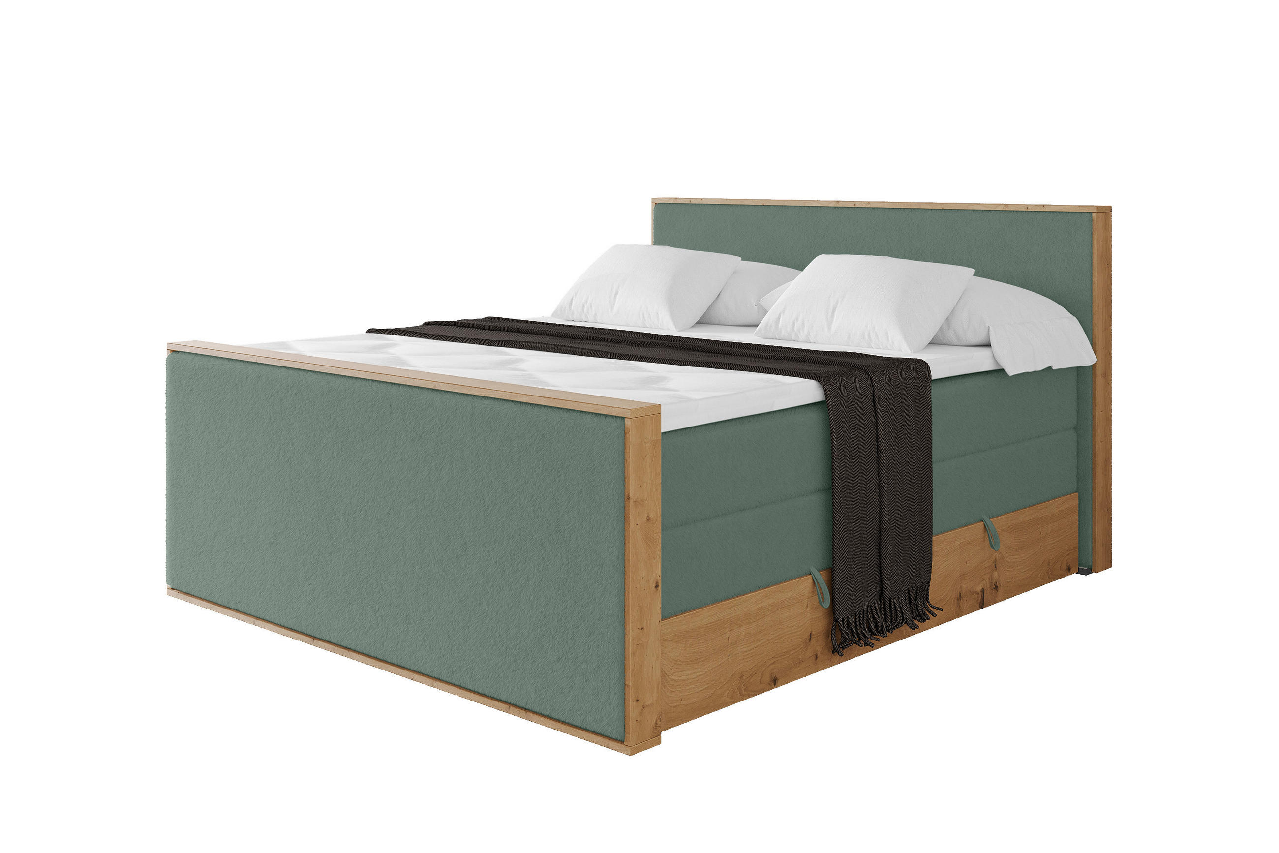 BOXSPRINGBETT LOLLI9 -Z-KING 160x200 - H3/H4 Grün - Grün, Holzwerkstoff (160/200cm) - ALTDECOR