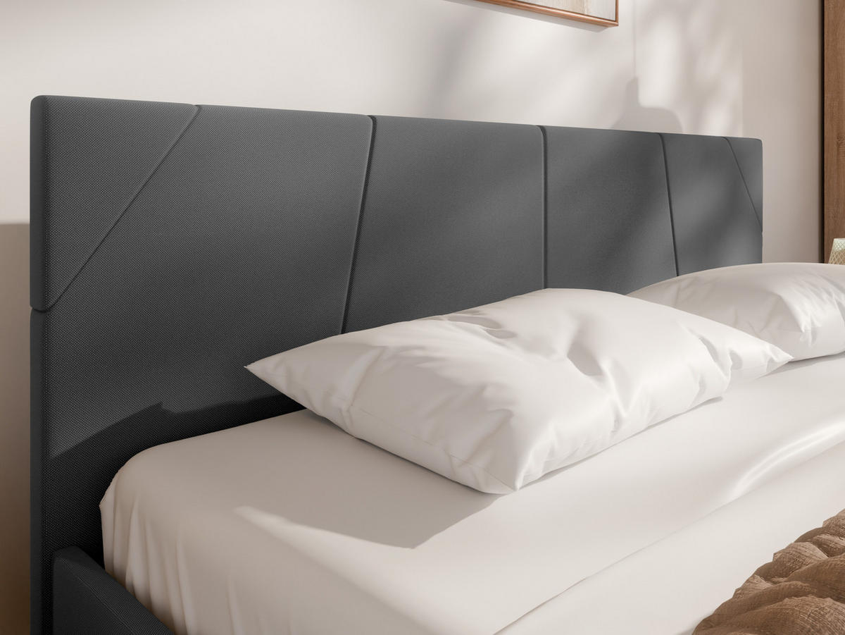 POLSTERBETT ALMORE 160x200cm Elegantes Polsterbett für modernen Wohnstil , Federkernmatratze ELDAR (18cm), dunkelgrau - Graphitfarben, Holz (160/200cm) - Panda Möbel
