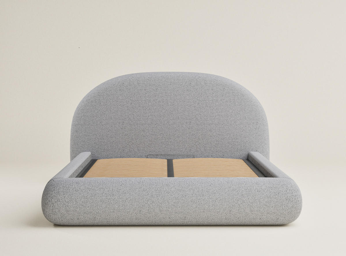 POLSTERBETT Maumere Hellgrau 180/200 cm im Webstoff - Hellgrau/Schwarz, Holz/Holzwerkstoff (180/200cm) - Maison de Reve