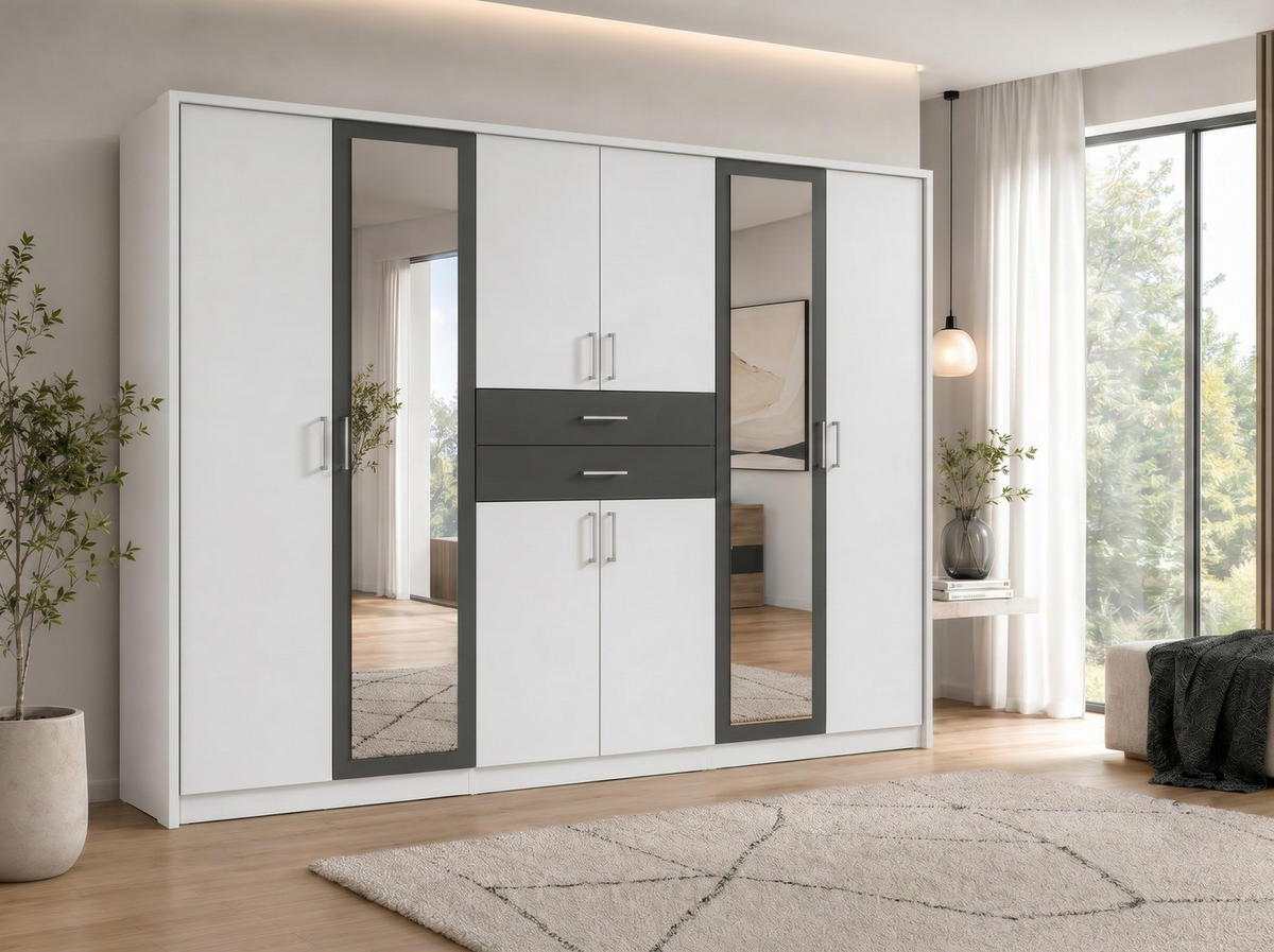 PASSEPARTOUTRAHMEN zum Kleiderschrank 22594&22595, B273/H211/T58 cm, Abschlussrahmen in Weiß / 22594-01 - Weiß, Holzwerkstoff (273/211/12cm) - luma-home