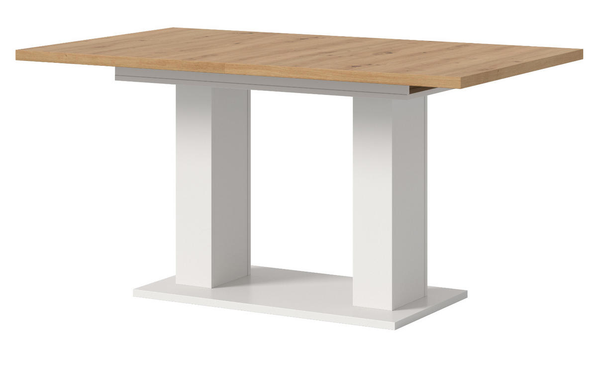 ESSTISCH weiß, Eiche Artisan, Küchentisch ausziehbar 150 - 190 cm - Weiß/Eiche Artisan, Holzwerkstoff/Metall (150/90/76cm) - Inn.Furn