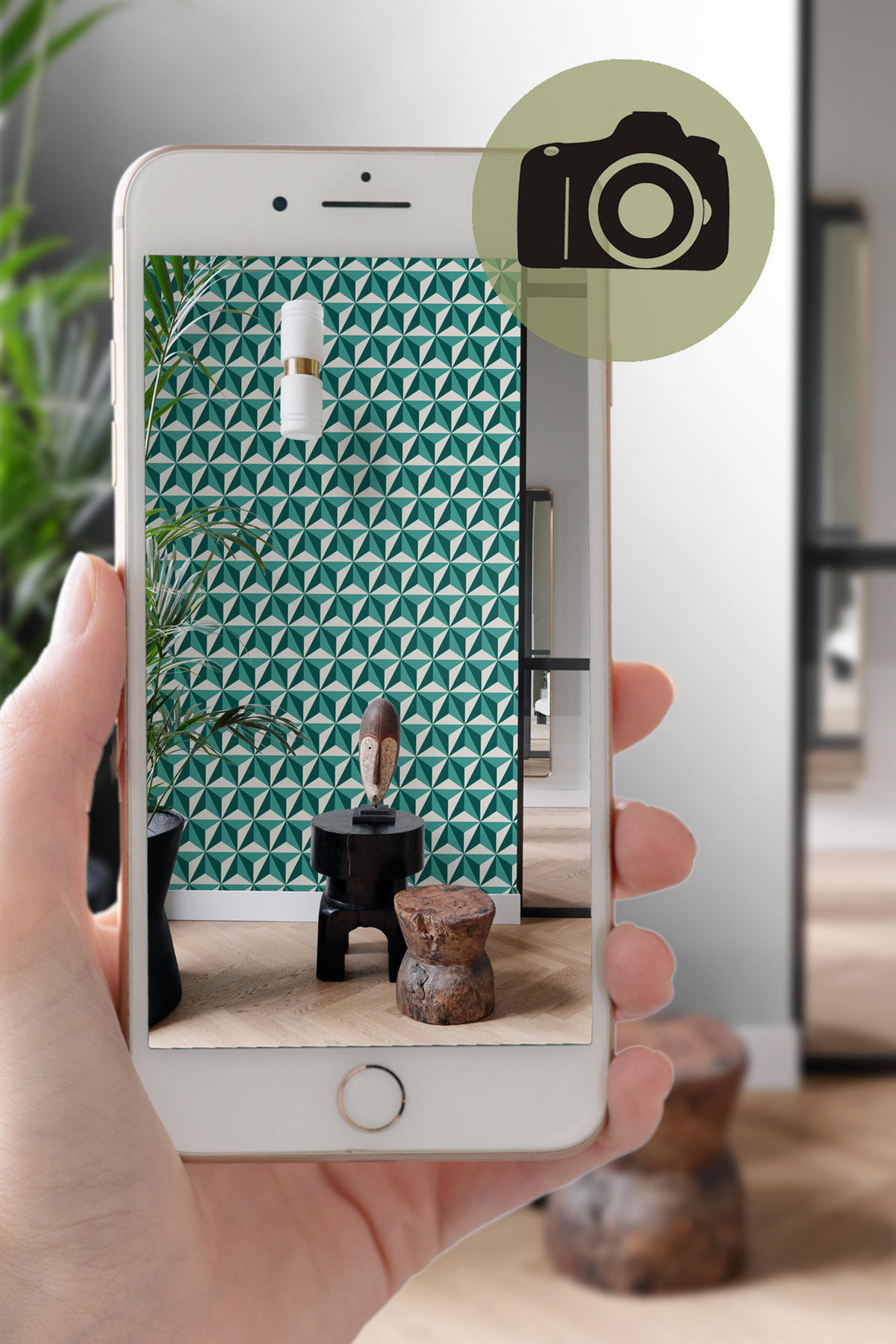 TAPETE 3D-Muster 53 cm x 10.05 m - Grün, Papier (53/1000cm) - Origin Wallcoverings