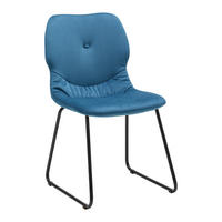 STUHL Alica Blau Samt Gepolstert - Blau, Holz (46/83/57cm) - Bessagi Home