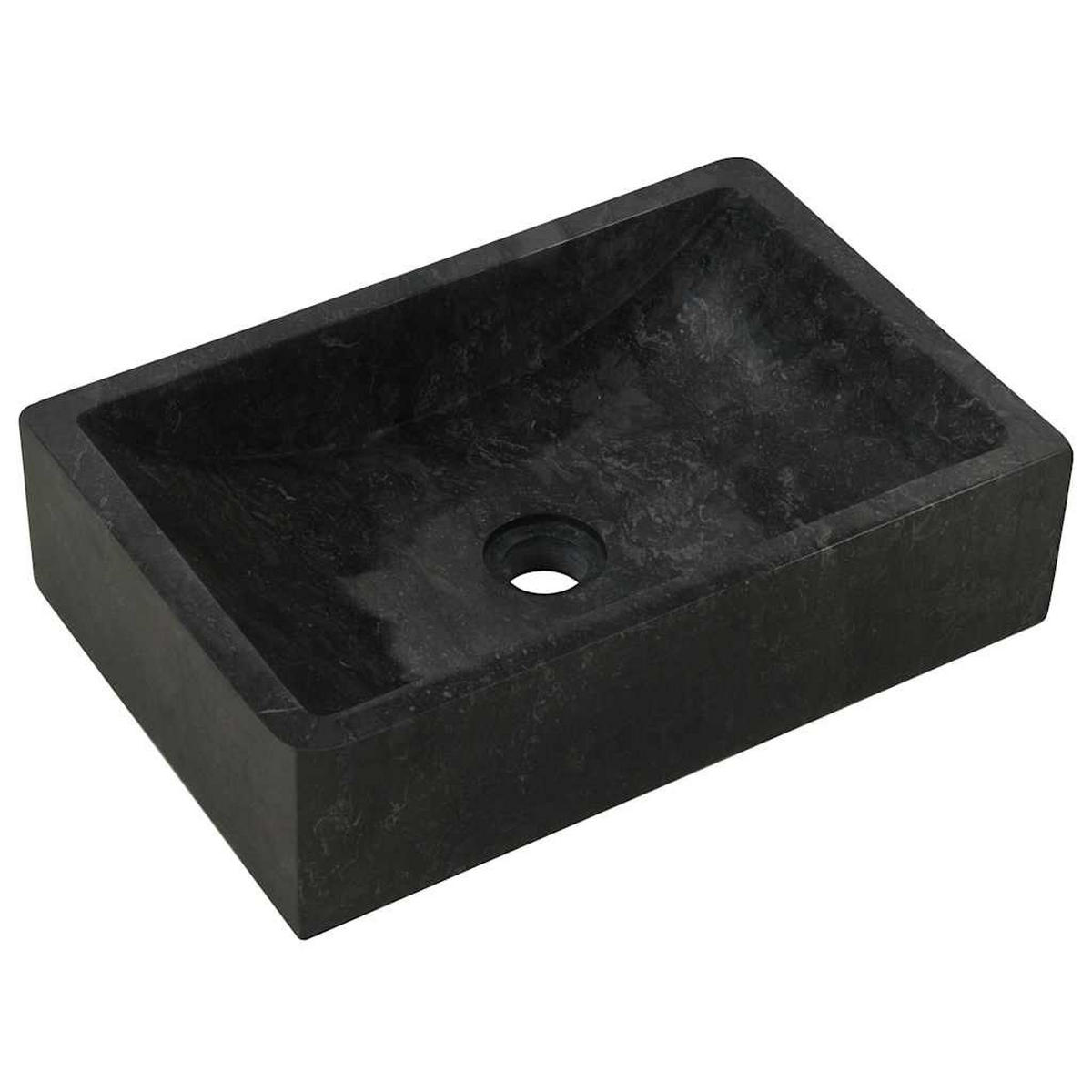 WASCHBECKEN 45/30/12 Cm Marmor Hochglanz-Schwarz - Schwarz, Stein (30/12/45cm) - vidaXL