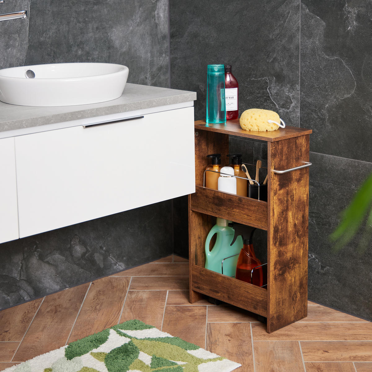 NISCHENWAGEN - Braun, Holzwerkstoff/Kunststoff (42/66.5/20cm) - Relaxdays