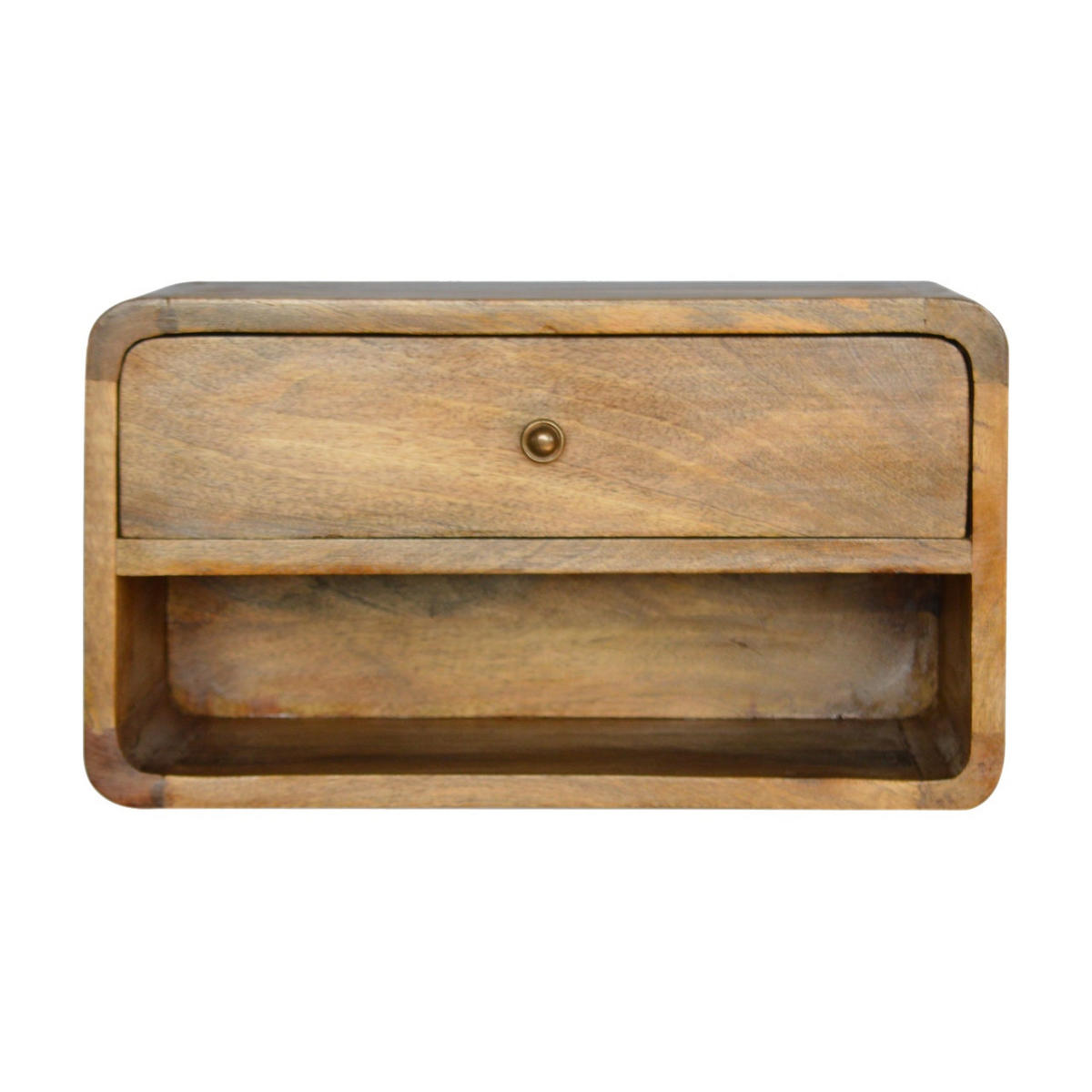 NACHTTISCH aus Massivholz - Eichefarben/Messingfarben, Holz/Metall (45/25/32cm) - Artisan Furniture