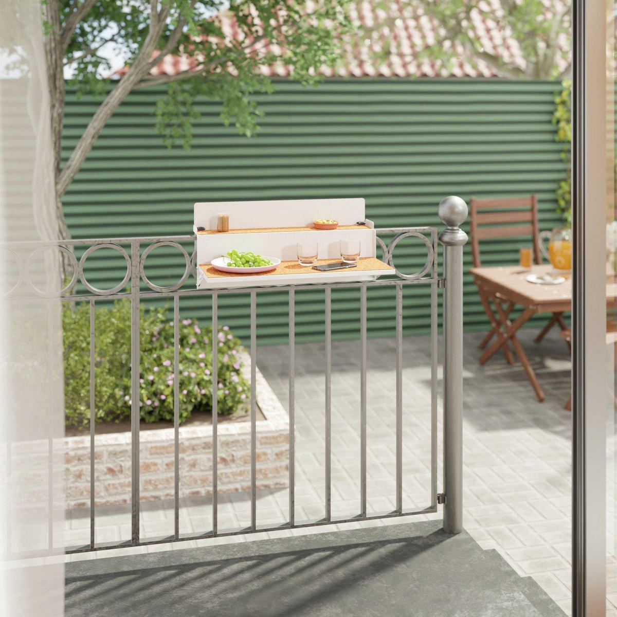 BALKONTISCH – hängend – LEVIRA – Modell 64 – Metall – Weiß – 64x35x29 cm - Weiß, Metall (35/64/29cm) - Letti Moderni