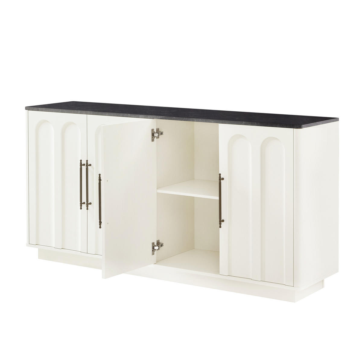SIDEBOARD 160/40/80 cm weiß-schwarz aus MDF mit Soft-Close - Weiß, Holzwerkstoff (40/80/160cm) - OKWISH