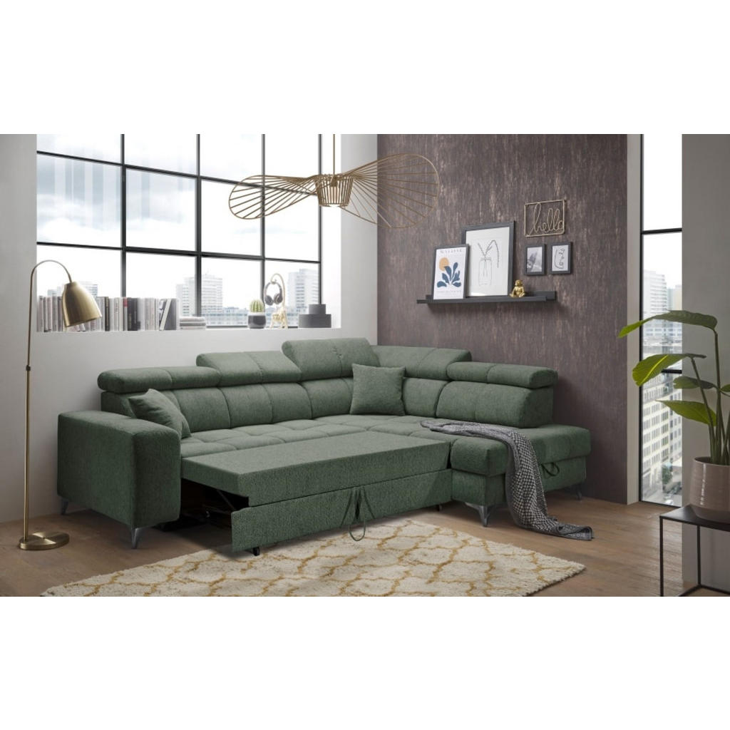 Thumbnail - ed exciting design Ecksofa, Grün, Textil, 4-Sitzer, Ottomane rechts,L-Form, 282x198 cm, Wohnzimmer, Sofas & Couches, Woh...