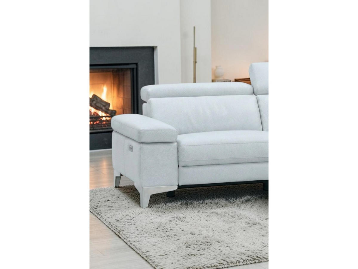 3-SITZER Sofa Talisman Echtleder Weiß - Weiß, Leder/Metall (216/80/100cm)