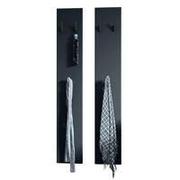 GARDEROBENPANEEL Roma M140, Moderne Wandgarderobe mit 6 Kleiderhaken, Made in Germany, Wandpaneel für Flur, Schwarz matt (24 x 140 x 2 cm) - Schwarz, Holzwerkstoff (24/140/2cm) - InnoFurn