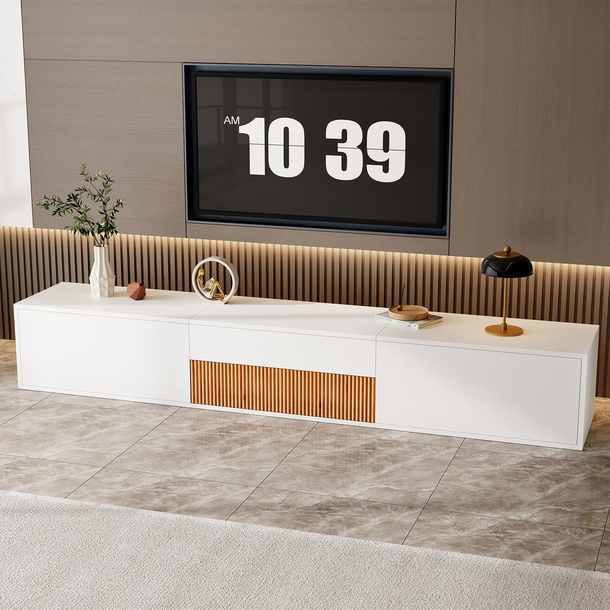 TV-SCHRANK mit Projektorablage 180 x 34 x 30 cm Weiß - Weiß, Holzwerkstoff (34/30/180cm) - Beauniv