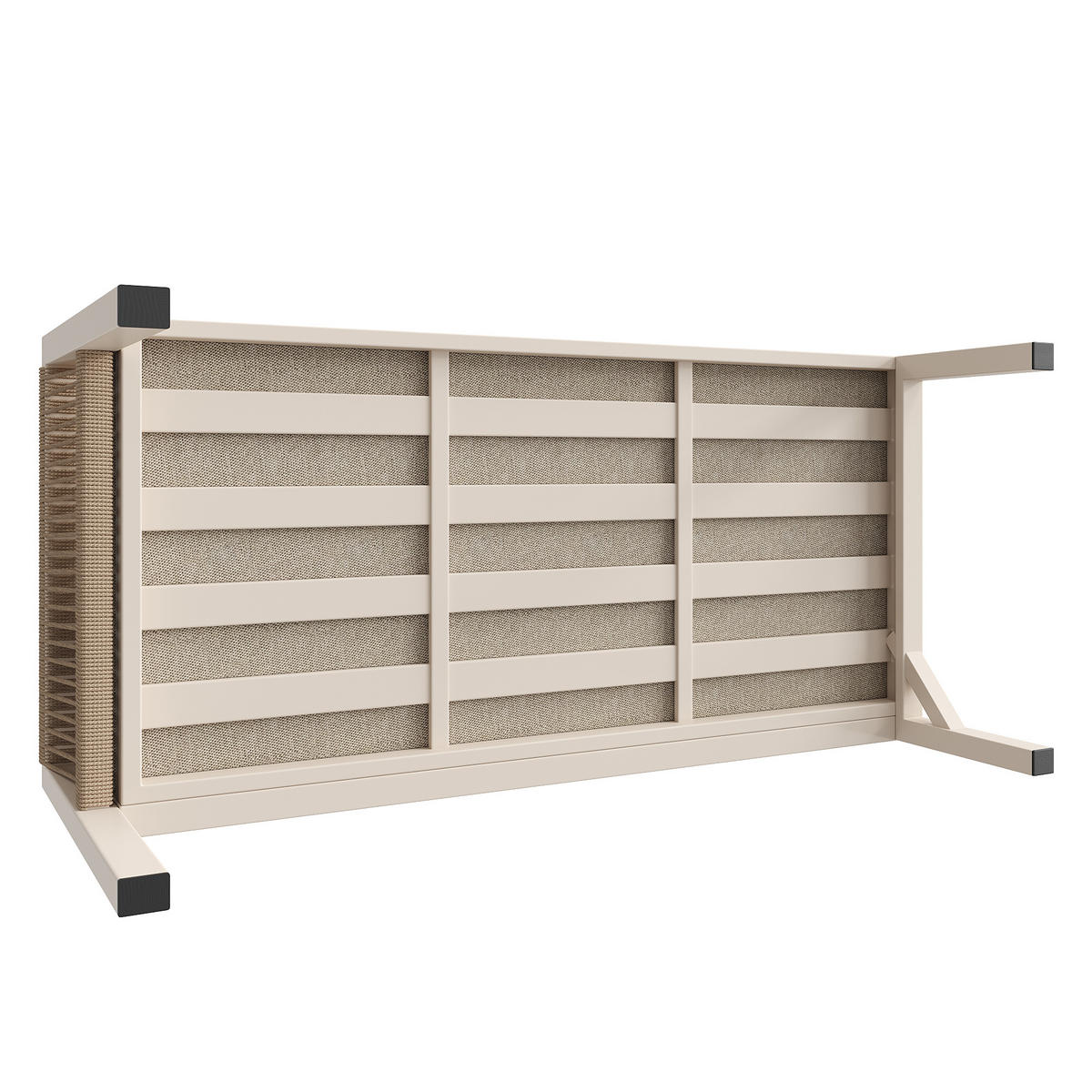 GARTENSETS aus Stahl 118x61x80cm Beige mit Glastisch & 8 cm Polstern - Beige, Metall - Modfu