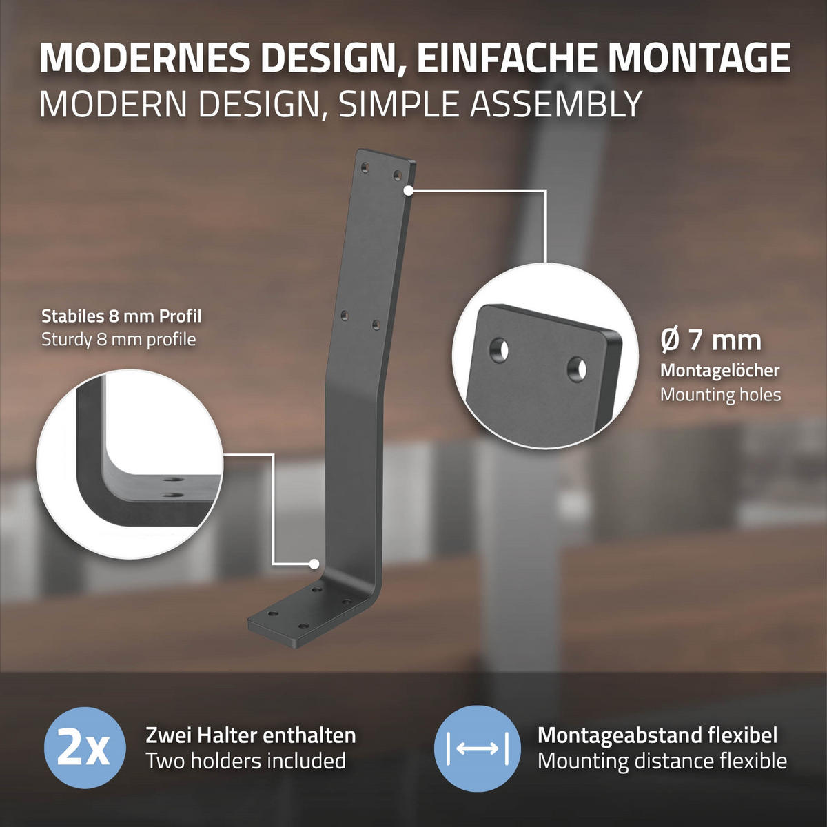 RÜCKENLEHNENHALTERUNG - Grau, Metall (5/34.5/10cm) - ML-DESIGN