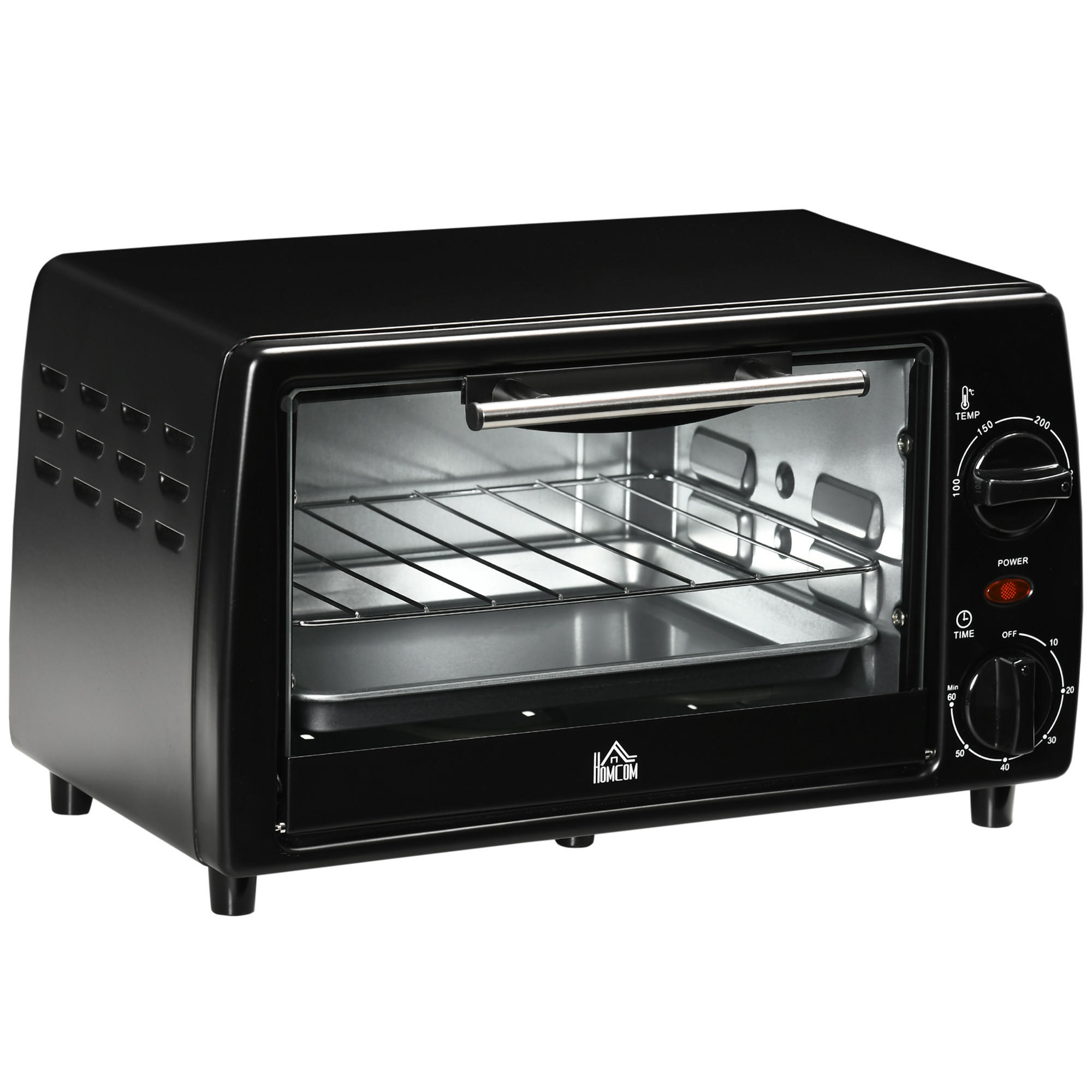 MINIBACKOFEN Metall Gehärtetes Glas Schwarz - Schwarz, Metall (36.5/26/22cm) - HOMCOM
