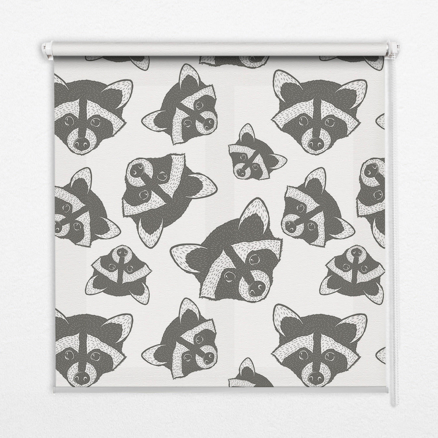 INNENROLLO - Fensterrollo - Rollo - 140x140 cm - Gezeichnete Waschbären - Schwarz, Kunststoff (140/140/0.5cm) - TULUP
