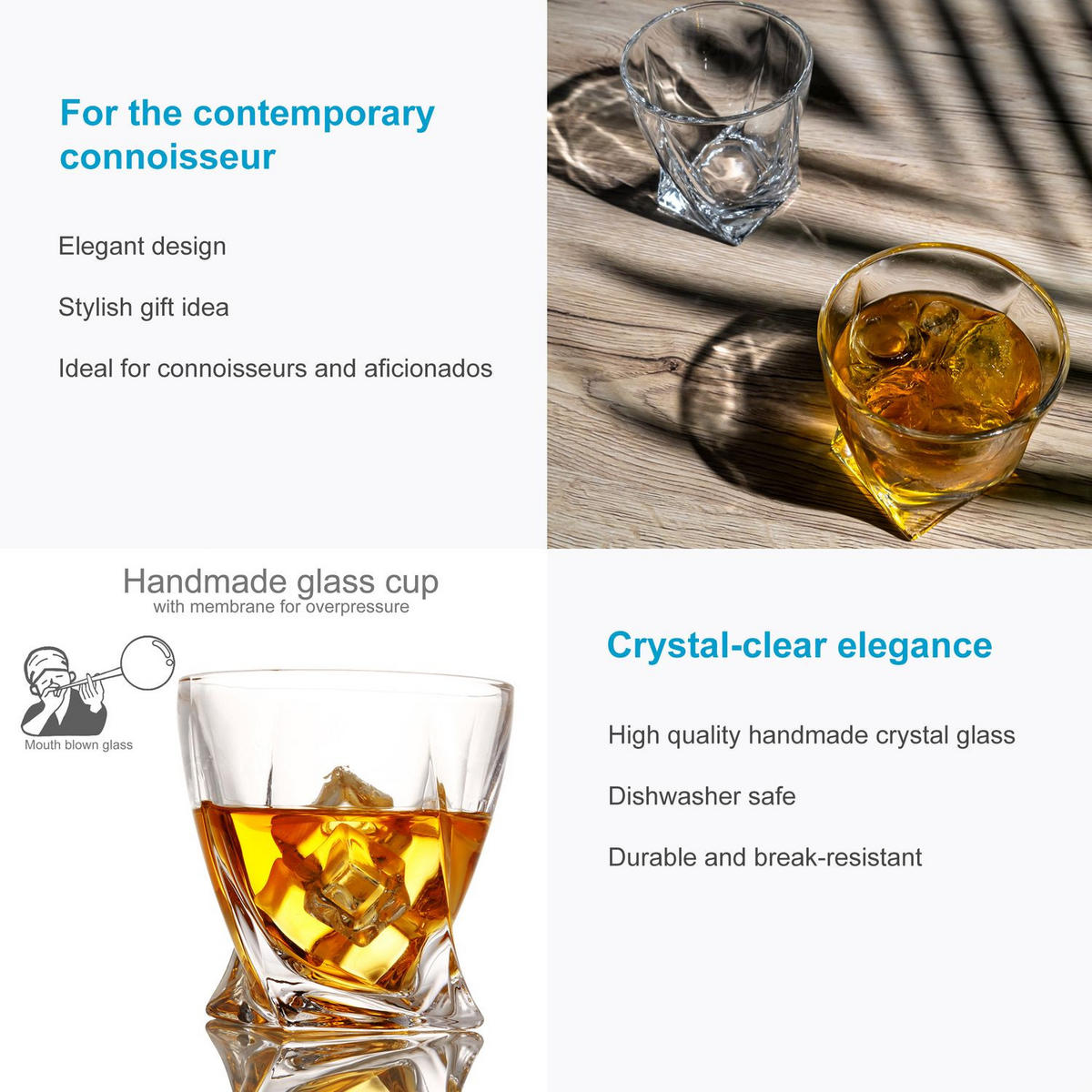WHISKY GLAS Set (4-tlg.) - Transparent, Glas (0.3L) - Intirilife