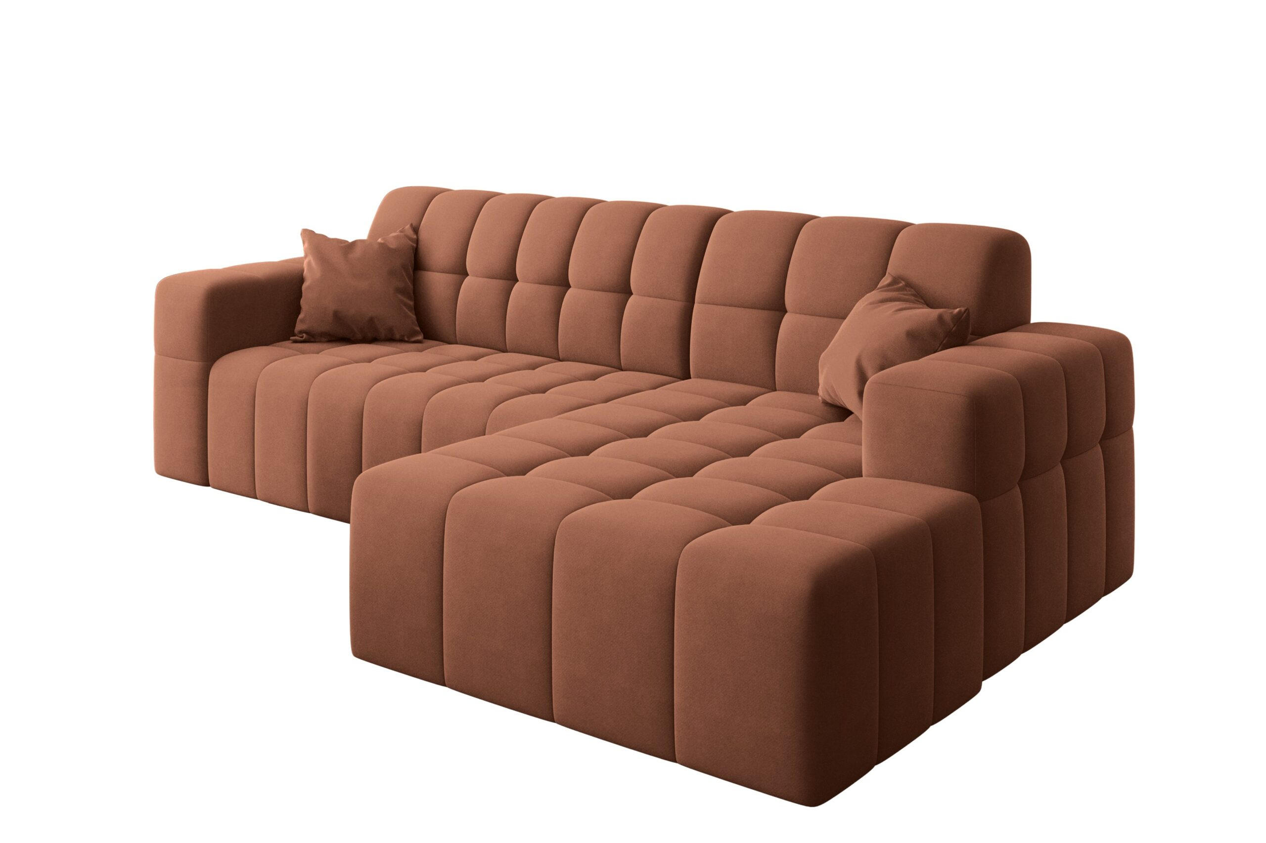 ECKSOFA L-förmiges Nimes Velours Stoff Kupfer Rechts - Kupferfarben, Holz/Kunststoff (265/168cm) - Kaiser Möbel