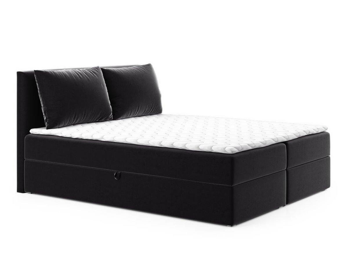 BOXBETT Egro - 160x200 - schwarz (Kronos 07, Velvet) - Schwarz, Holz/Holzwerkstoff (160/200cm) - Sofnet